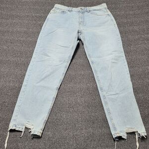 Refuge Womens Jeans 9 Mom Straight Fit Faded Distressed‎ Denim Pants
